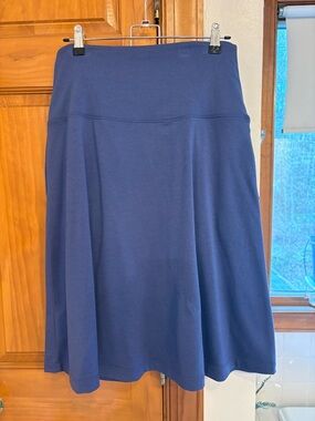 Woolx Marilyn A line merino skirt in ink blue